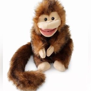 Folkmanis Monkey Hand Puppet Moving Mouth Long Tail Plush